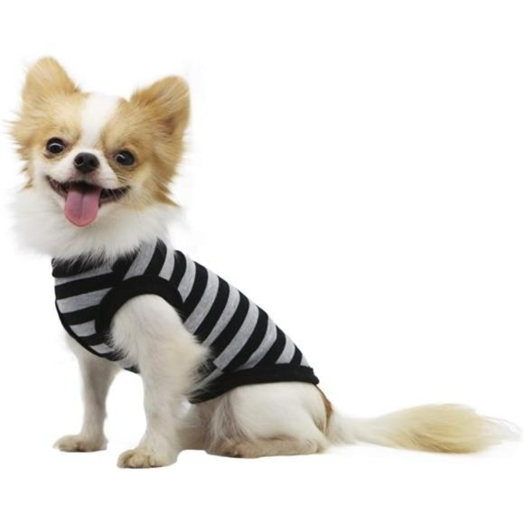 100% Cotton Striped Dog Shirts for Small Dogs Chihuahua Puppy Clothes Tank Vest - Picture 2 of 6